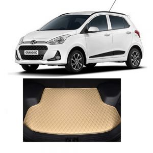 7D Car Trunk/Boot/Dicky PU Leatherette Mat for	Grand i10   - Beige